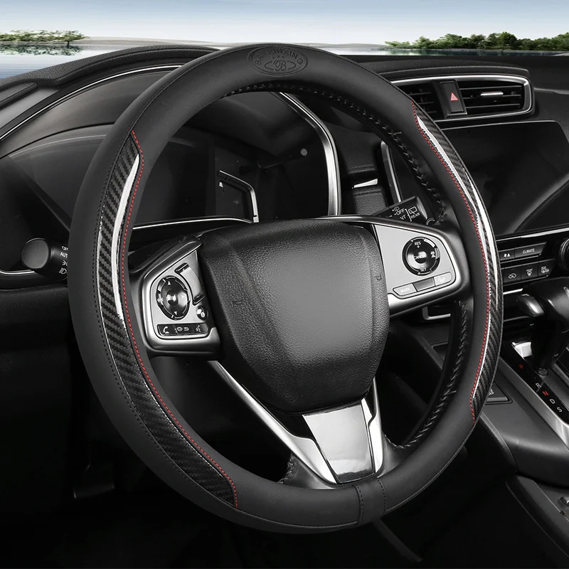 Non-slip Comfortable Carbon-fiber Steering Wheel Cover — image 5
