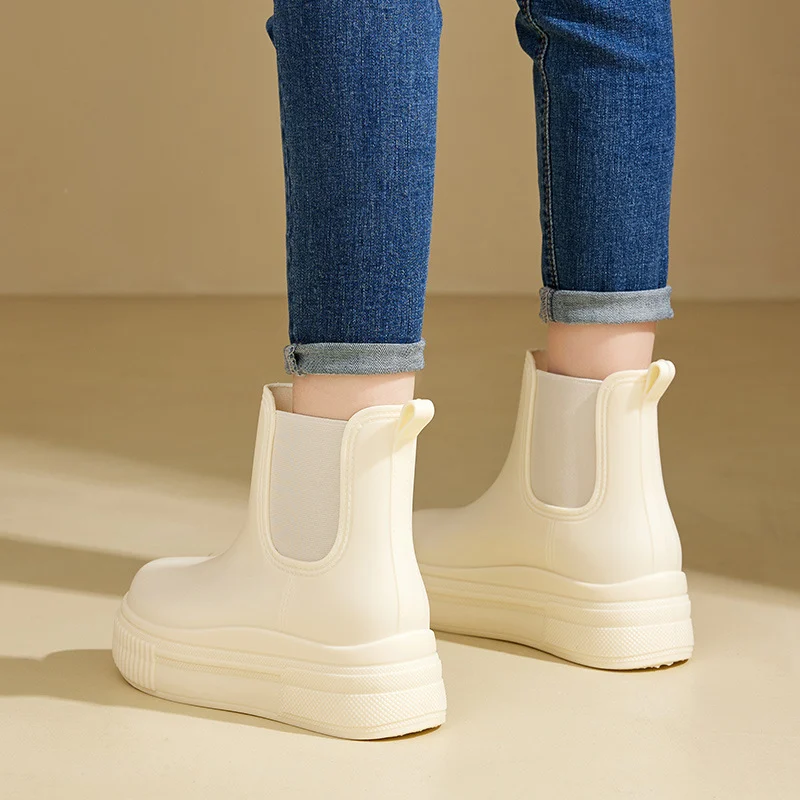 Non-slip Elastic-top Rain Boots — image 3