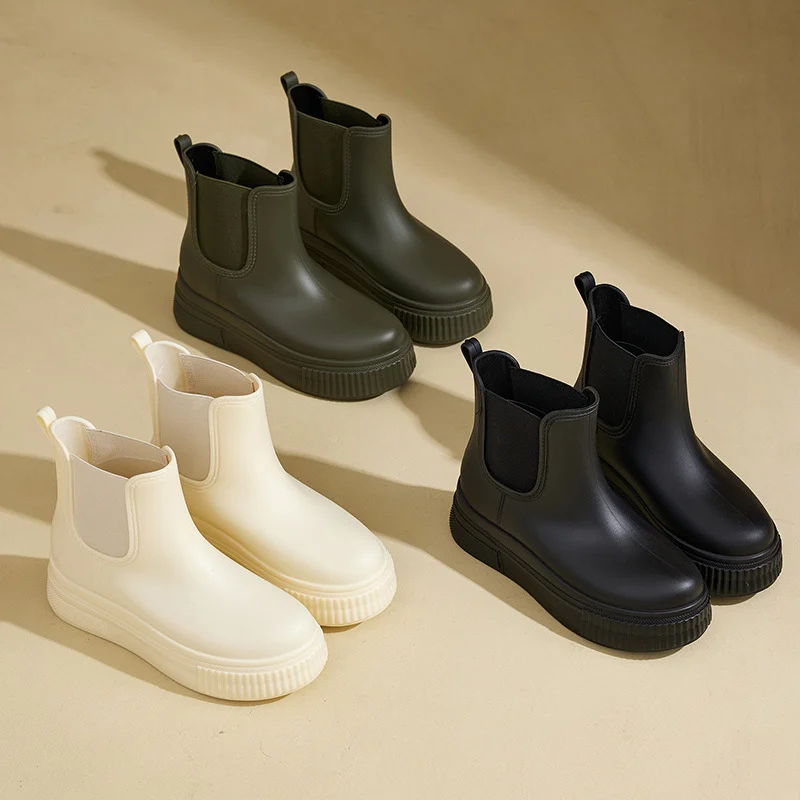 Non-slip Elastic-top Rain Boots — image 5