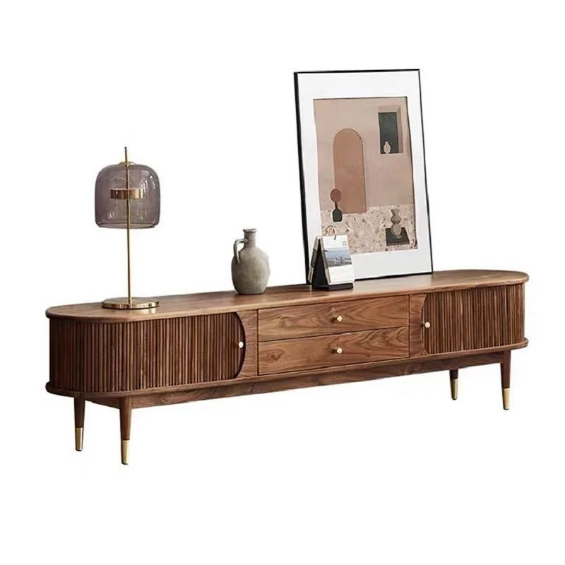 Nordic Solid Wood Tv Cabinet Black Walnut Simple Modern Retro Combination Living Room… — image 3