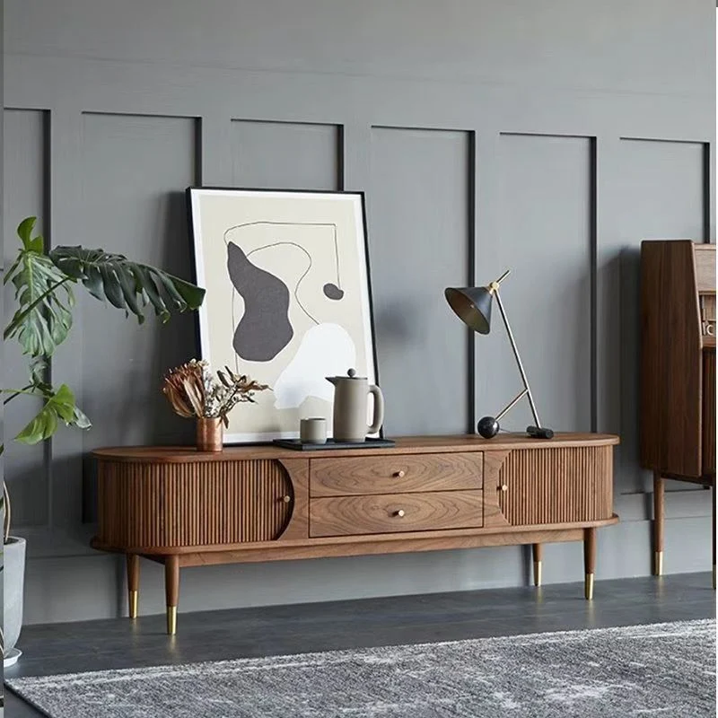 Nordic Solid Wood Tv Cabinet Black Walnut Simple Modern Retro Combination Living Room… — image 5