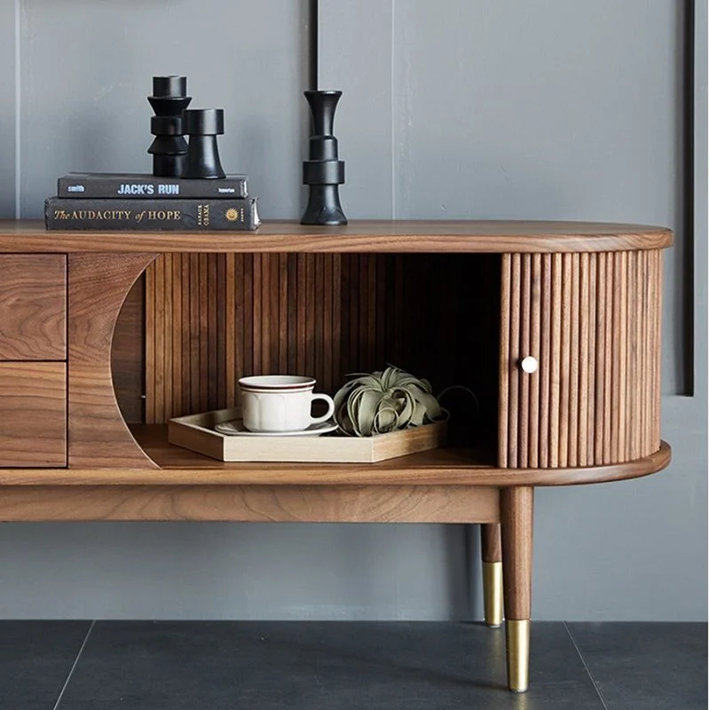 Nordic Solid Wood Tv Cabinet Black Walnut Simple Modern Retro Combination Living Room… — image 4