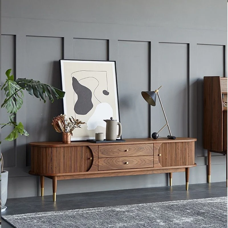 Nordic Solid Wood Tv Cabinet Black Walnut Simple Modern Retro Combination Living Room… — image 6