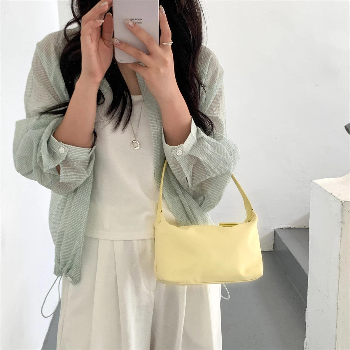 Nylon Fabric Minimalist Instagram-style Small Square Shoulder Bag — image 5