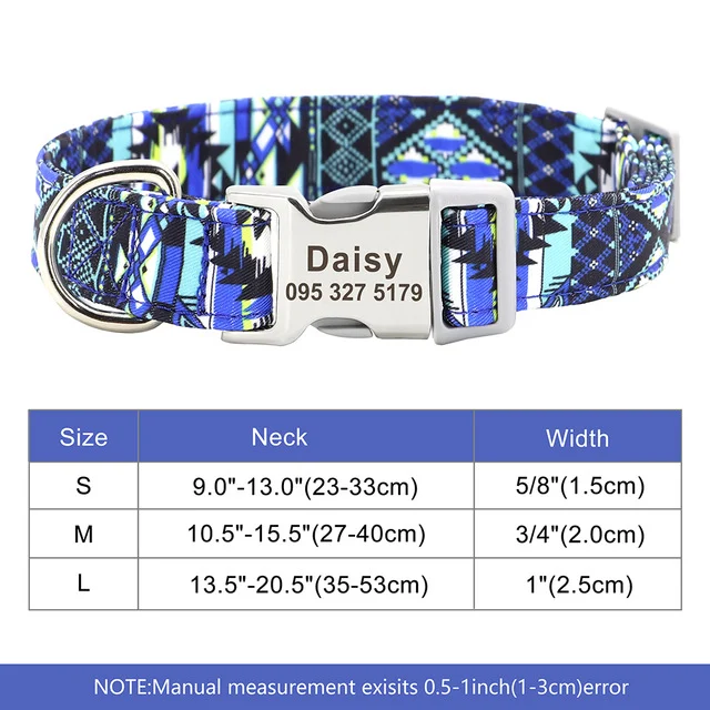 Nylon Pet Dog Collar Personalized Custom Nameplate ID Tag — image 3