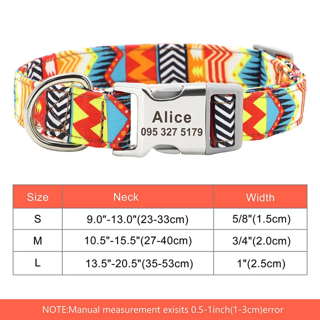 Nylon Pet Dog Collar Personalized Custom Nameplate ID Tag — image 2