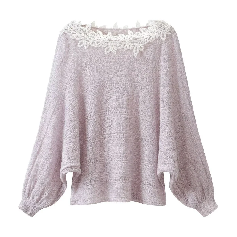 Off-the-shoulder Hollow-out Knitted Pullover Sweater — image 2