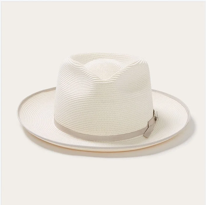 Olive Green Rolled-brim Straw Hat With Bow For Sun Protection Artistic Style Men And Women — image 8