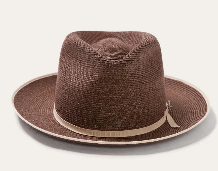 Olive Green Rolled-brim Straw Hat With Bow For Sun Protection Artistic Style Men And Women — variant image