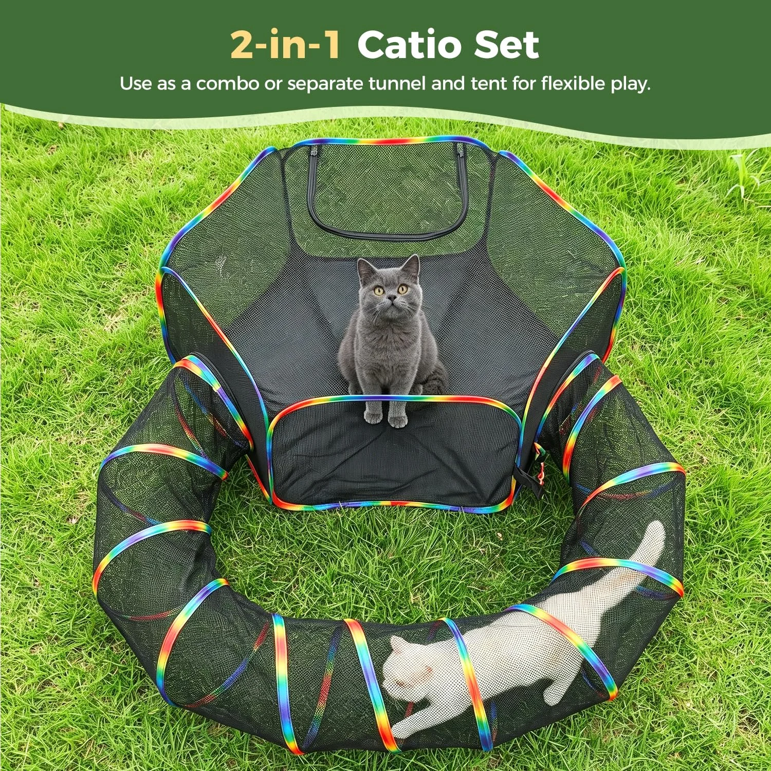 Outdoor Cat Tunnel Portable Catio 2 In 1 Tent & Play Large Collapsible Enclosure With… — image 8