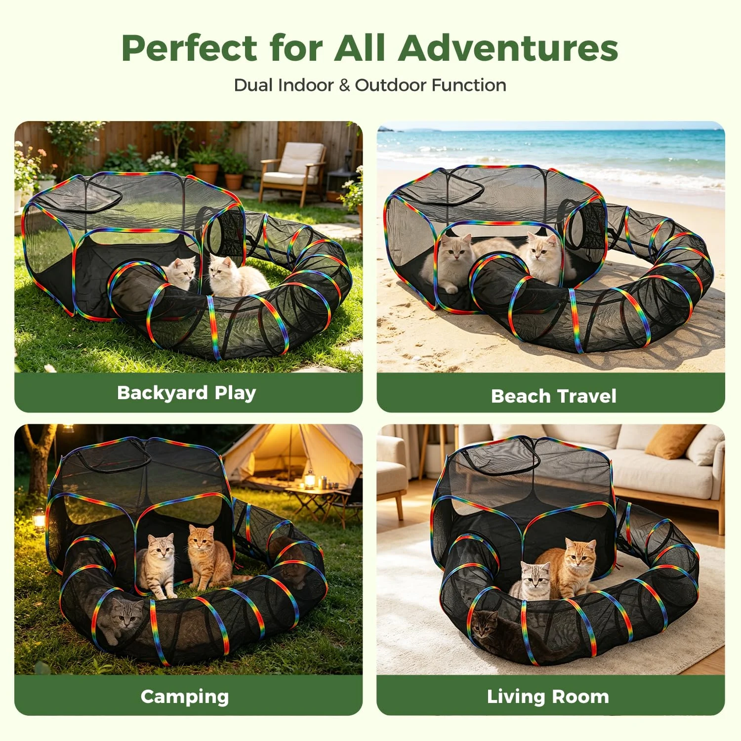 Outdoor Cat Tunnel Portable Catio 2 In 1 Tent & Play Large Collapsible Enclosure With… — image 3