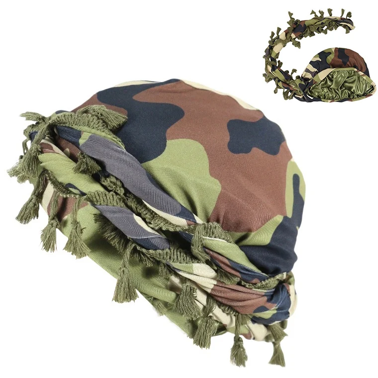 Outdoor Sports Paisley Turban Hat Cashew Flower Print Hip-hop Tassel Twist Tail — image 2