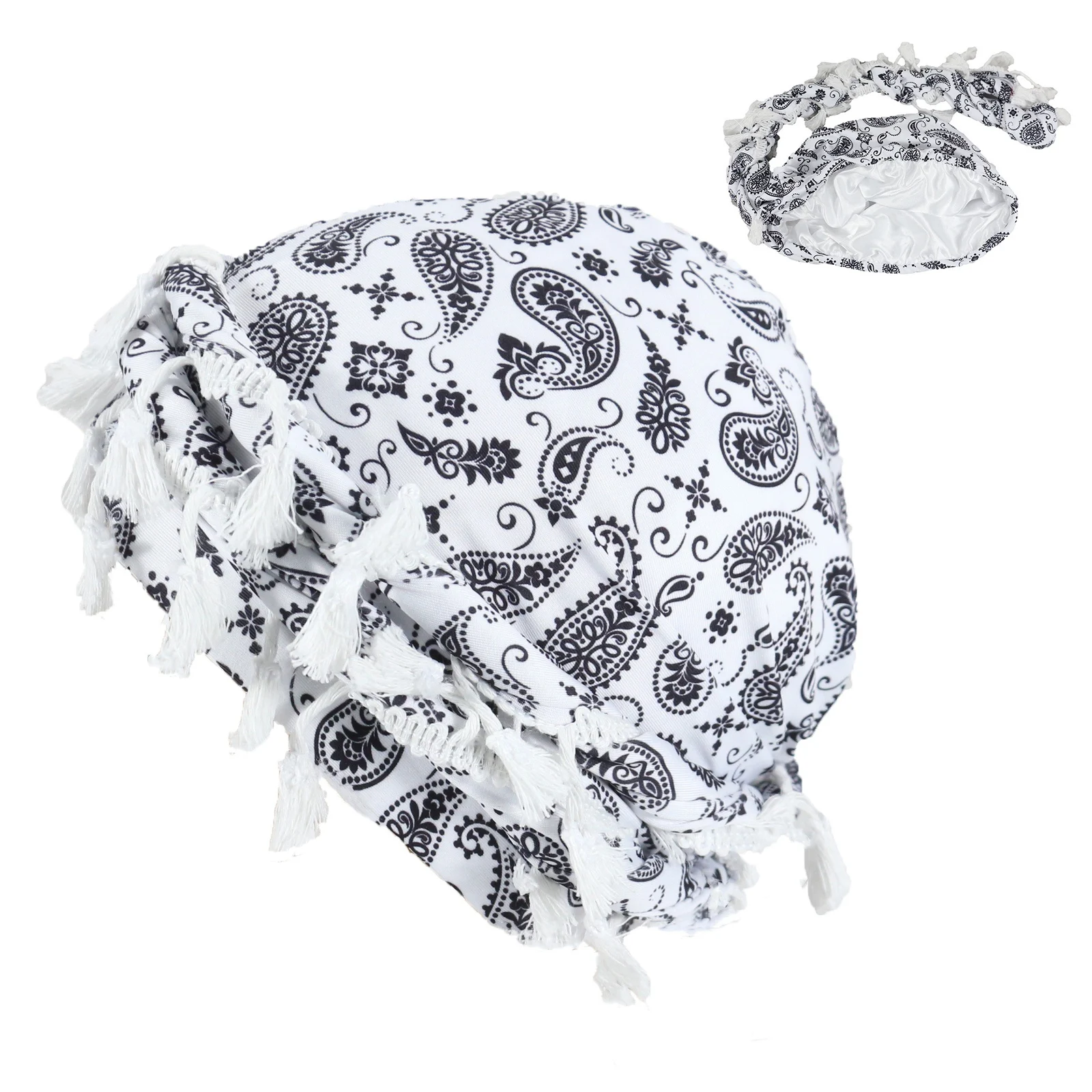 Outdoor Sports Paisley Turban Hat Cashew Flower Print Hip-hop Tassel Twist Tail — variant image