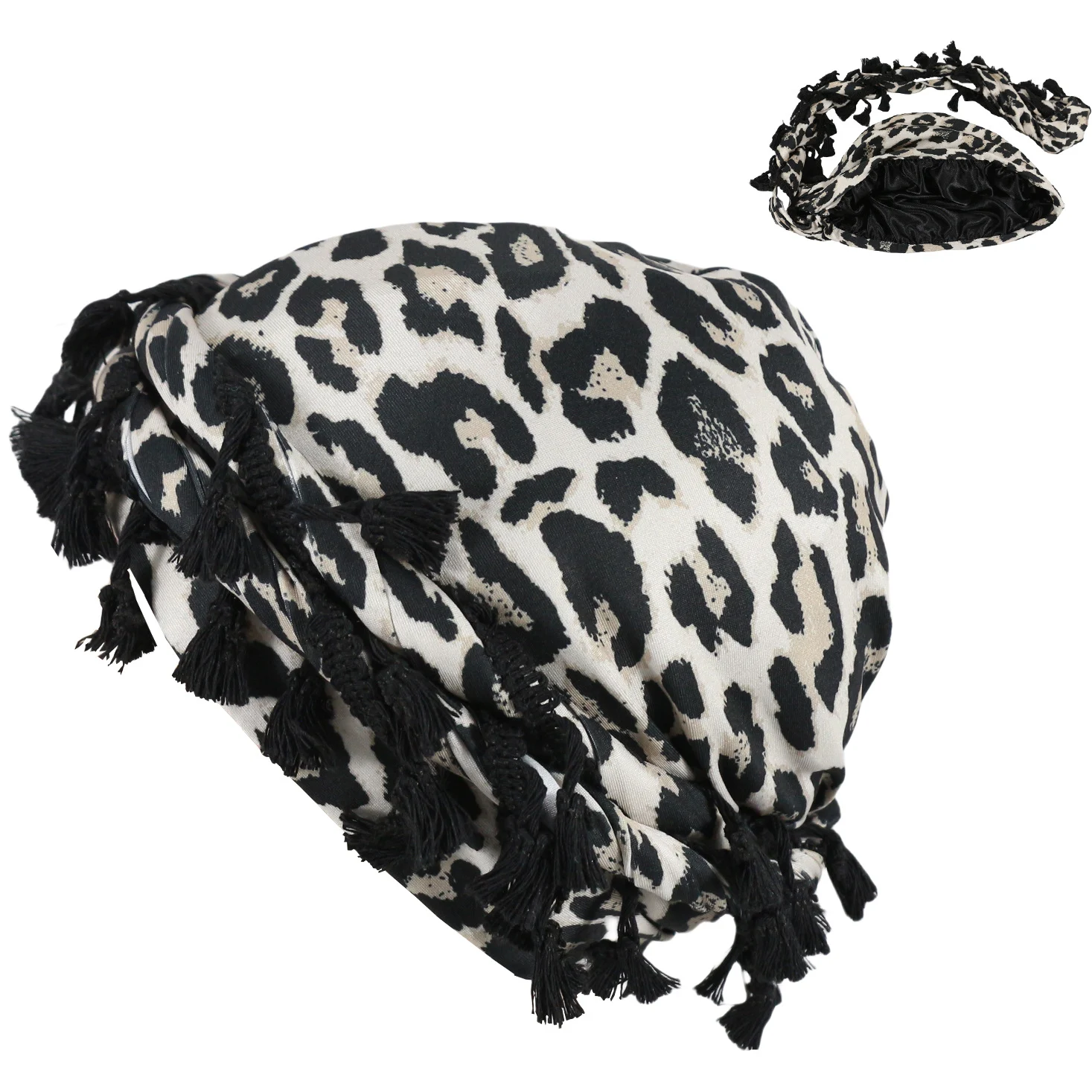Outdoor Sports Paisley Turban Hat Cashew Flower Print Hip-hop Tassel Twist Tail — variant image