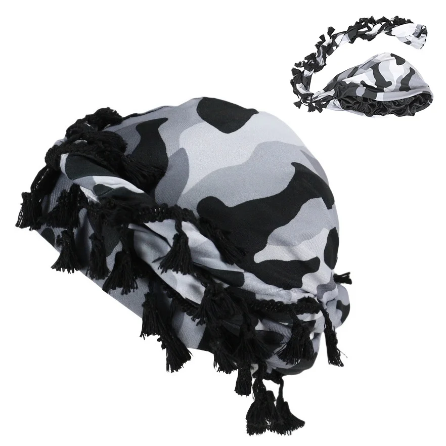 Outdoor Sports Paisley Turban Hat Cashew Flower Print Hip-hop Tassel Twist Tail — image 1