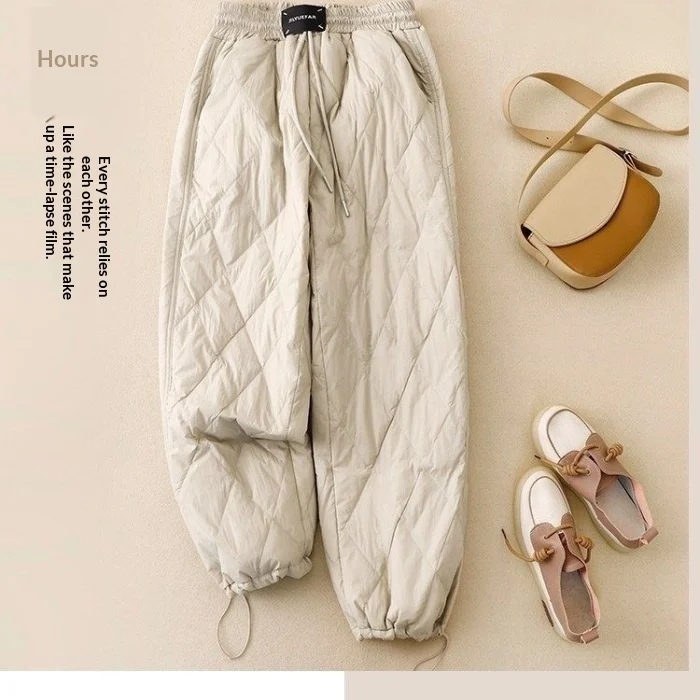 Outerwear Casual Quilted Pants With A Diamond-check Pattern Down Fill — image 4