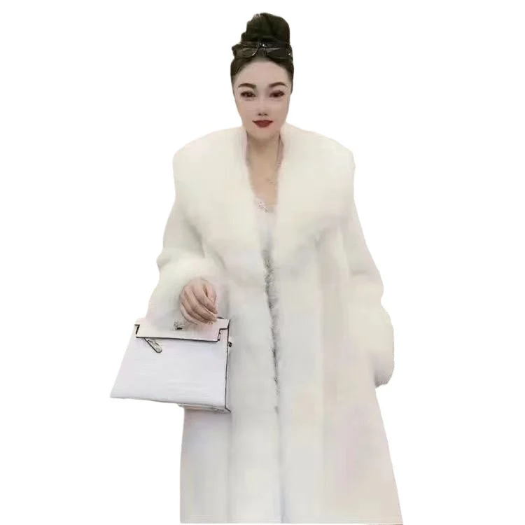 Oversized Faux Mink Fur Coat With Fox Collar, Extra-long Length — image 6