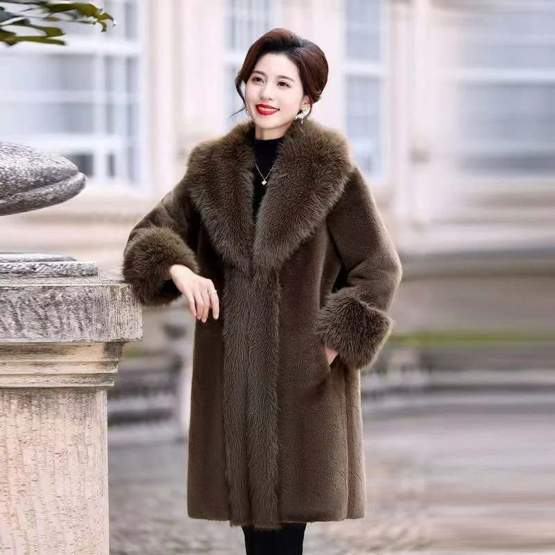 Oversized Faux Mink Fur Coat With Fox Collar, Extra-long Length — image 7