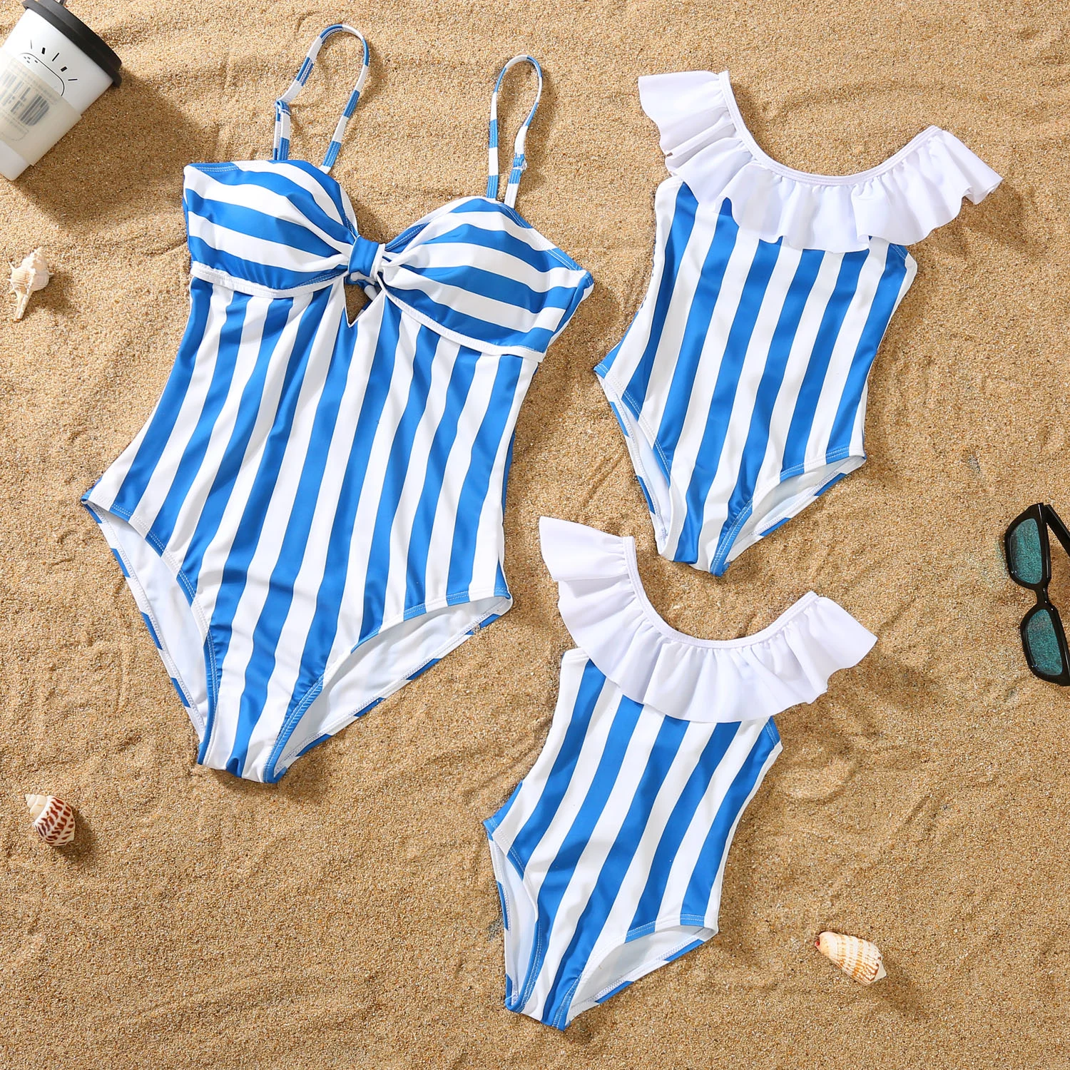 Parent-child Bikini Blue And White Stripe Swimsuit — image 8
