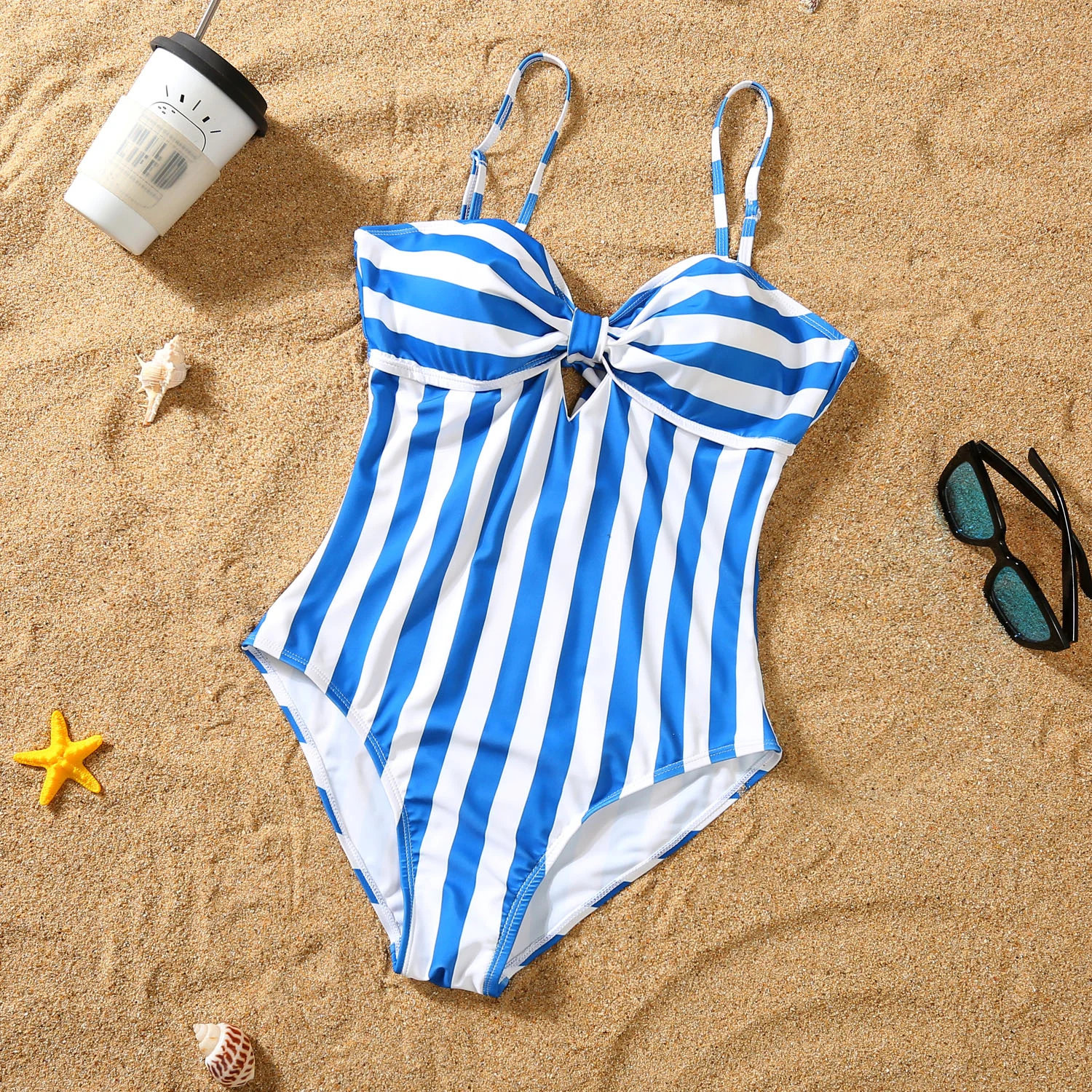 Parent-child Bikini Blue And White Stripe Swimsuit — image 5