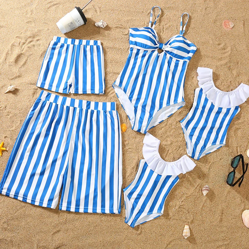Parent-child Bikini Blue And White Stripe Swimsuit — image 3