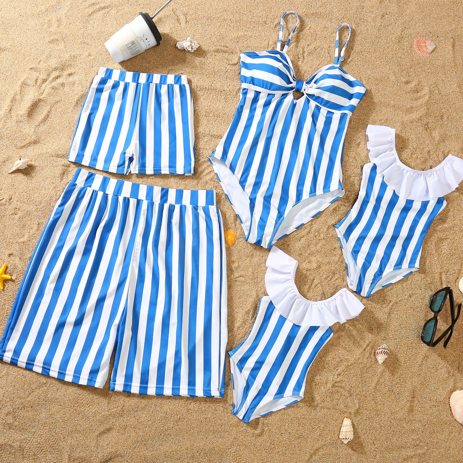 Parent-child Bikini Blue And White Stripe Swimsuit — image 2