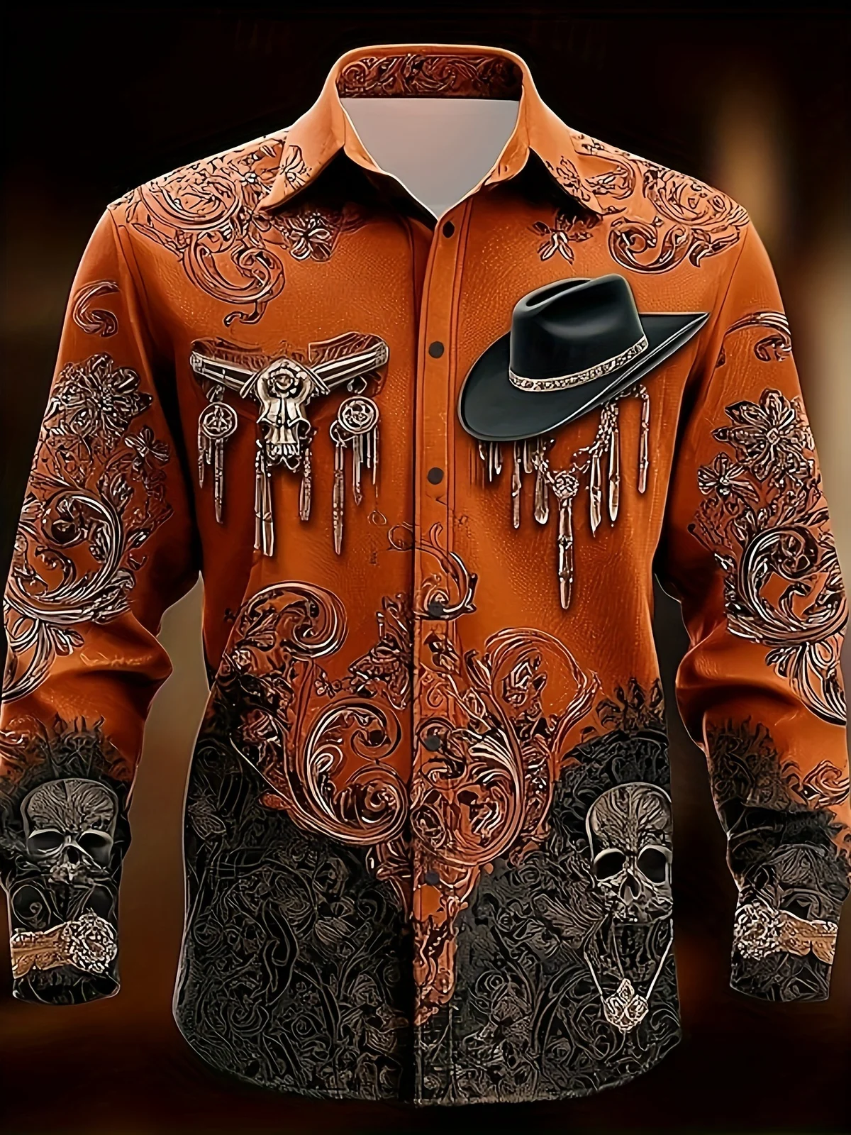 Patchwork-print Long-sleeve Shirt Mens Top — image 3