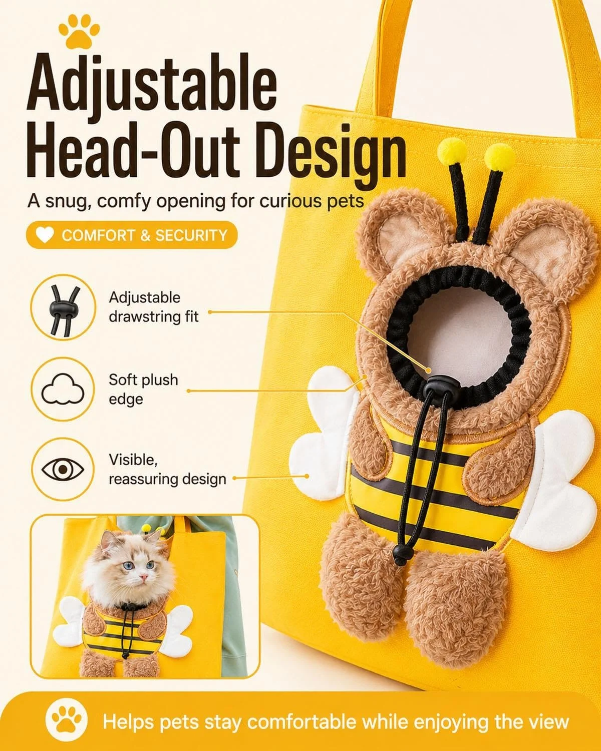 Paw Peek Bag, Breathable Pet Canvas Shoulder Carrier, Cat Dog Tote Colorful Animal… — image 2