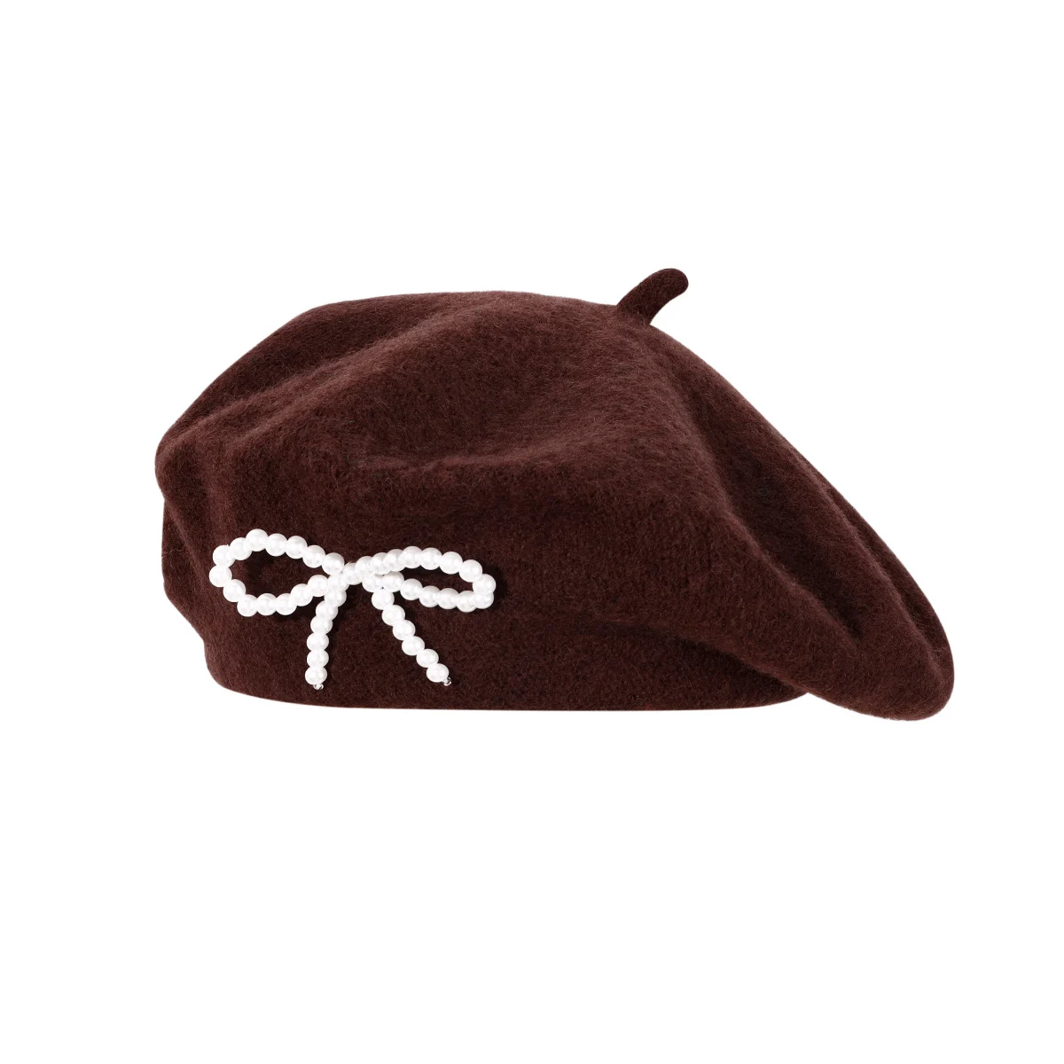 Pearl Bow Wool Breathable Beret — variant image