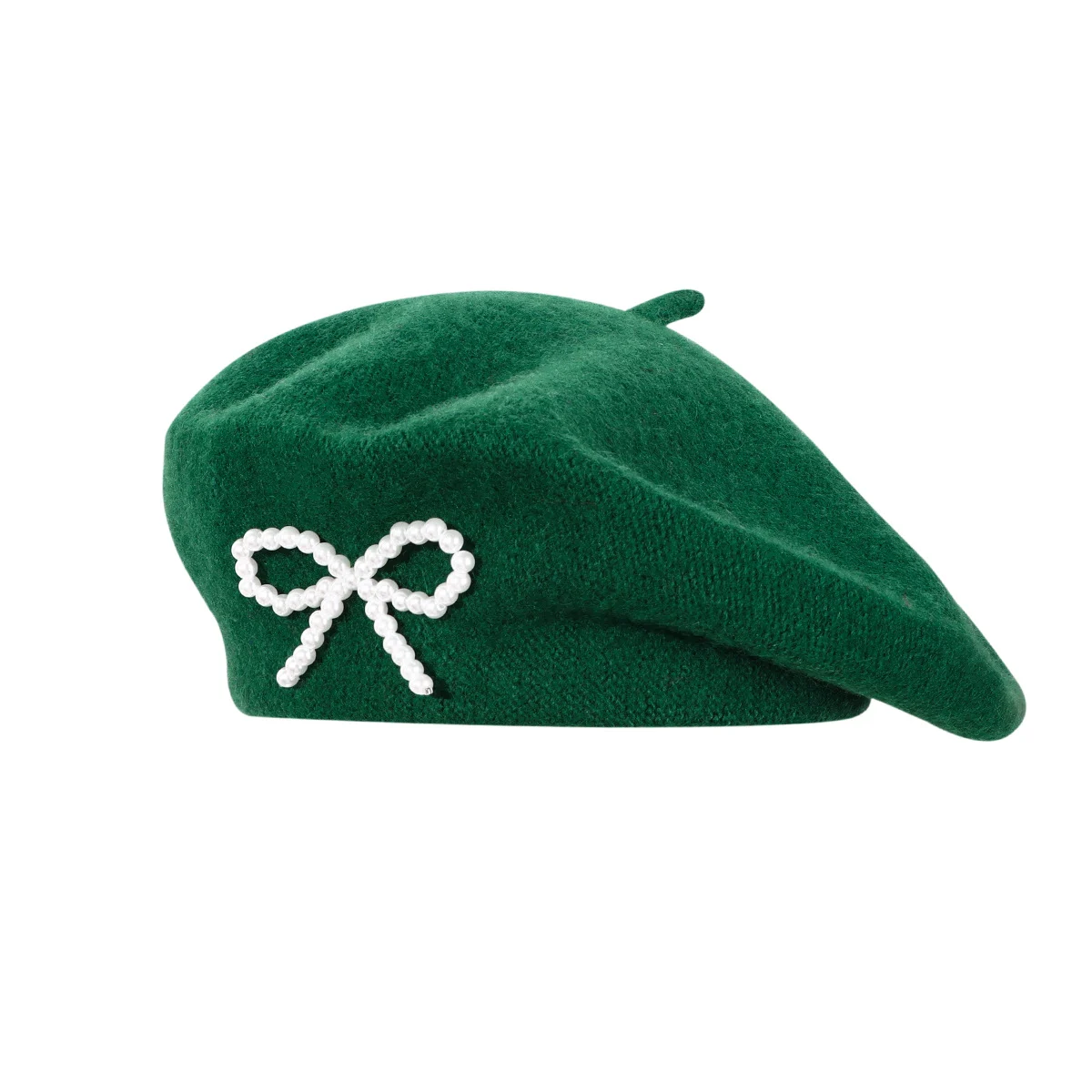 Pearl Bow Wool Breathable Beret — image 3