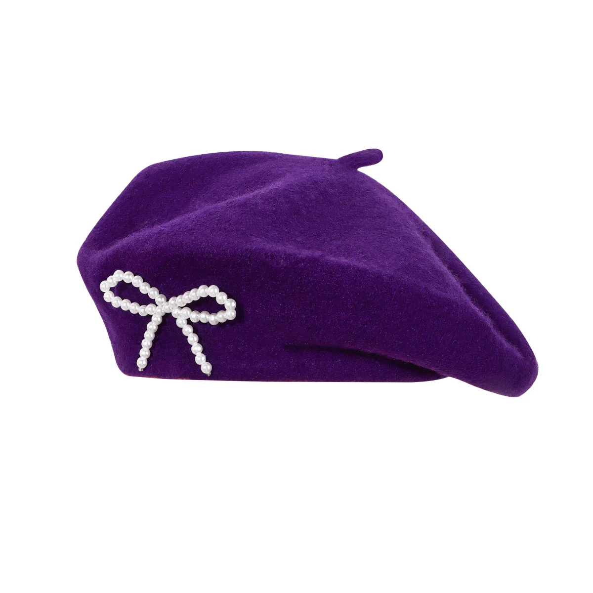 Pearl Bow Wool Breathable Beret — variant image
