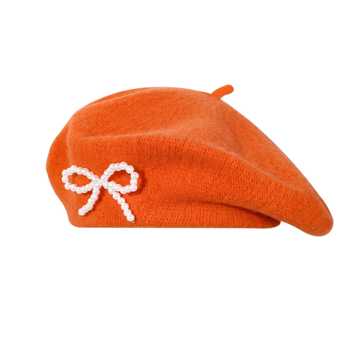 Pearl Bow Wool Breathable Beret — variant image
