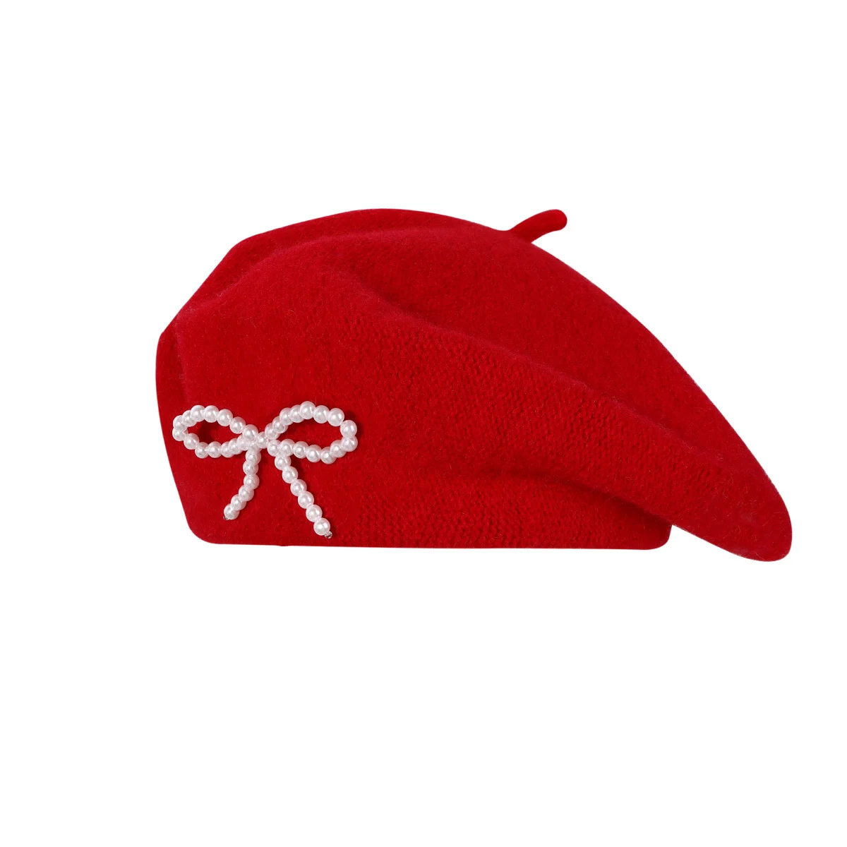 Pearl Bow Wool Breathable Beret — image 5