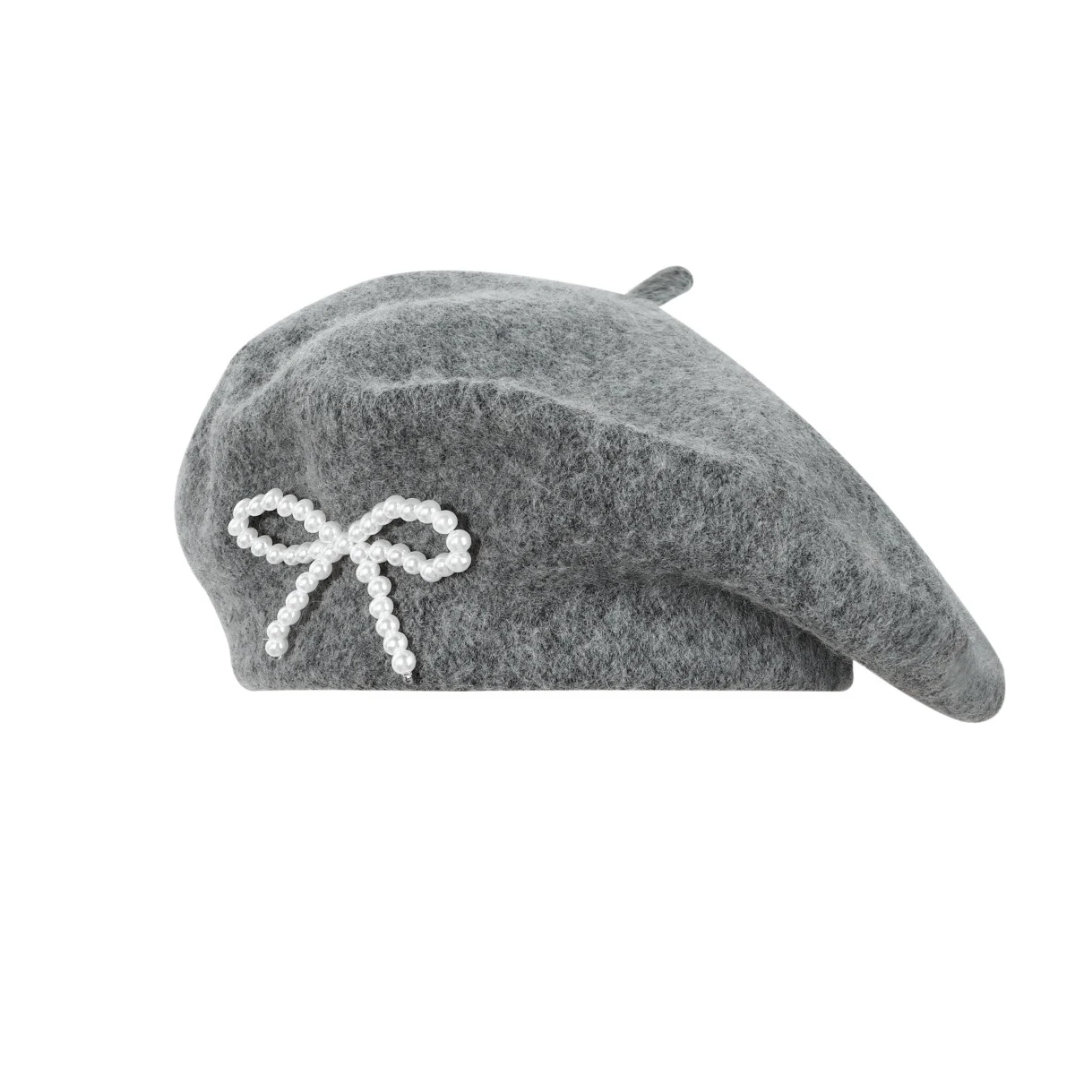 Pearl Bow Wool Breathable Beret — image 8