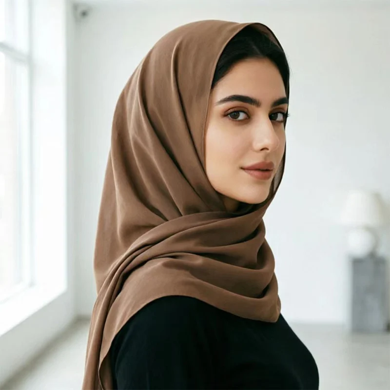 Pearl Chiffon Hooded Long Scarf Lightweight And Skin-friendly — image 3