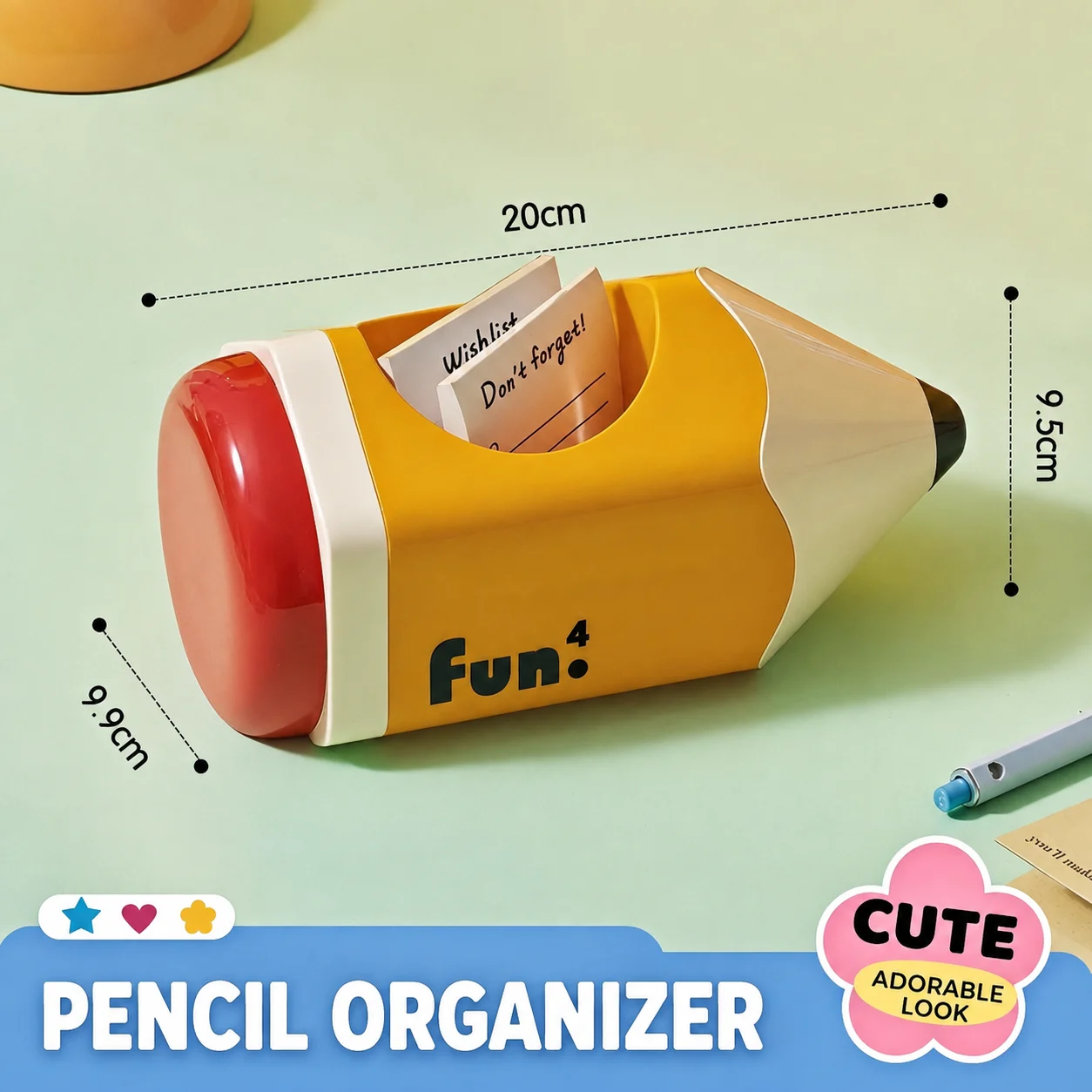 Pencil Shaped Desktop Storage Box 1 2 3 Compartment Pen Holder Organizer Cute… — image 5