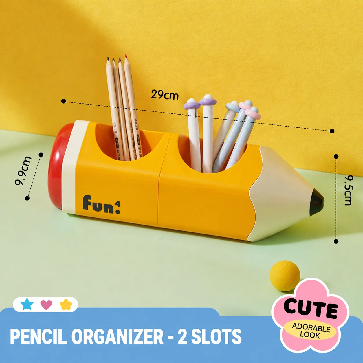 Pencil Shaped Desktop Storage Box 1 2 3 Compartment Pen Holder Organizer Cute… — image 3