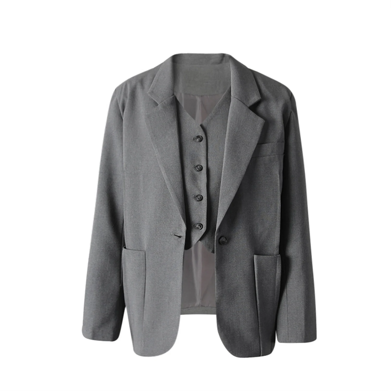 Personalized Coat With Lace-up Wide-leg Pants Suit — image 3