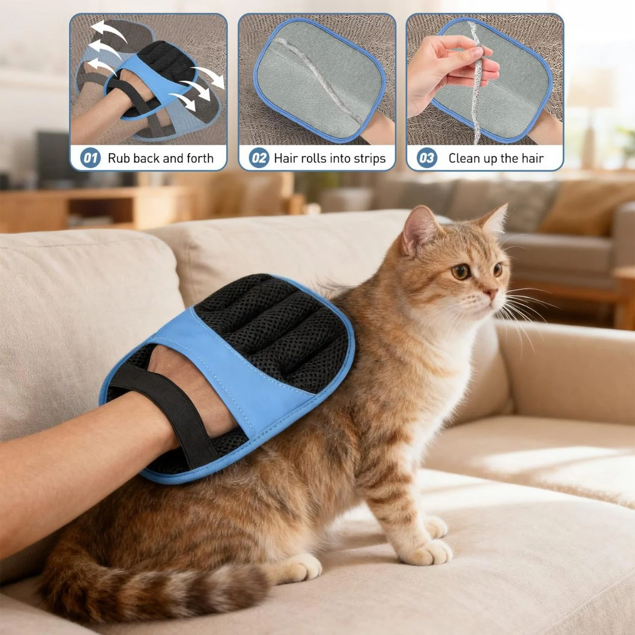 Pet Anti-static Deshedding Glove Cat Hair Remover And Shedding Brush — image 5