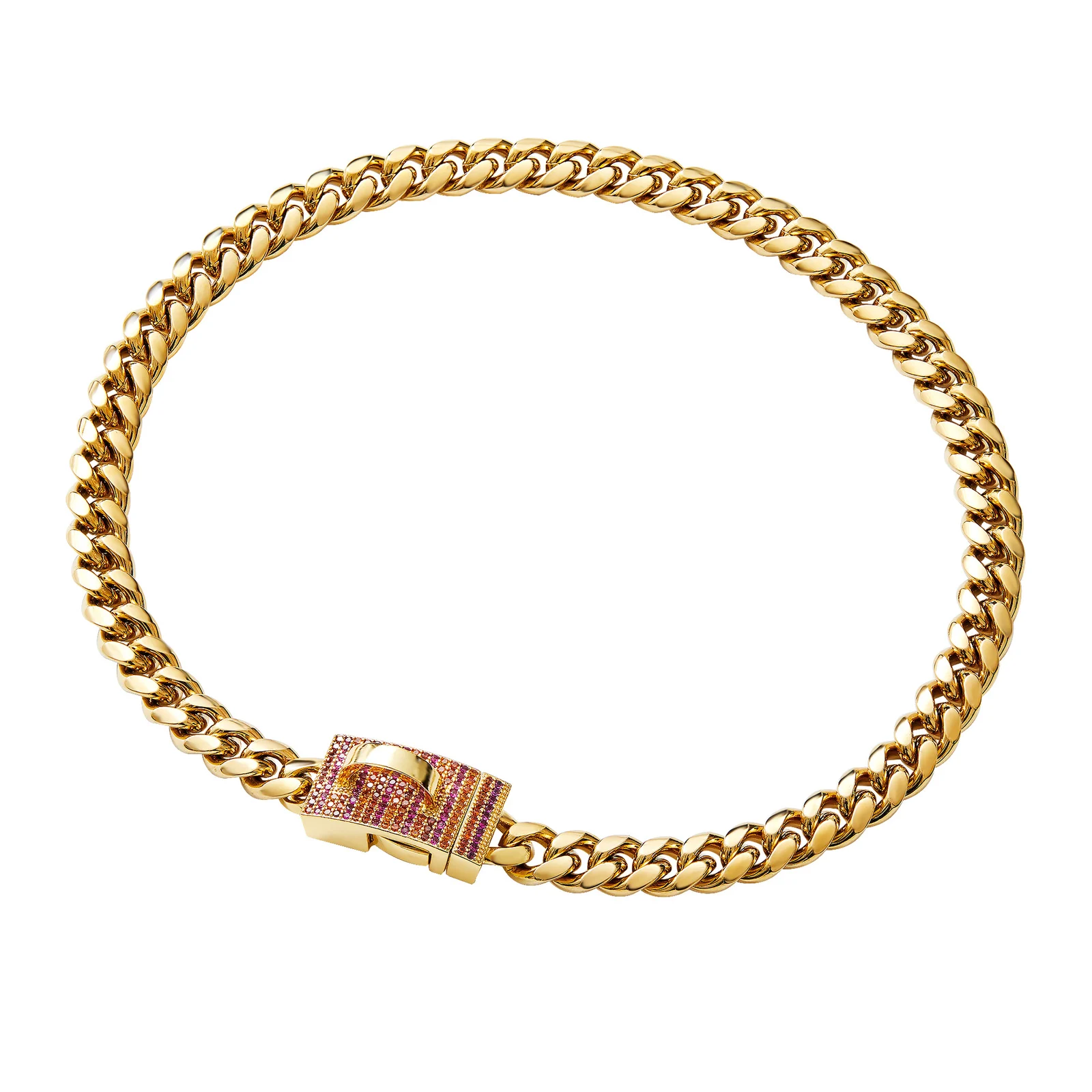 Pet Dog Collar Gold Stainless Steel Leash — image 2