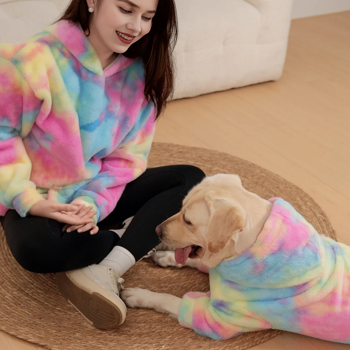 Pet Hoodie Tie Dye Rabbit Fur Rainbow-colored Dog — image 4