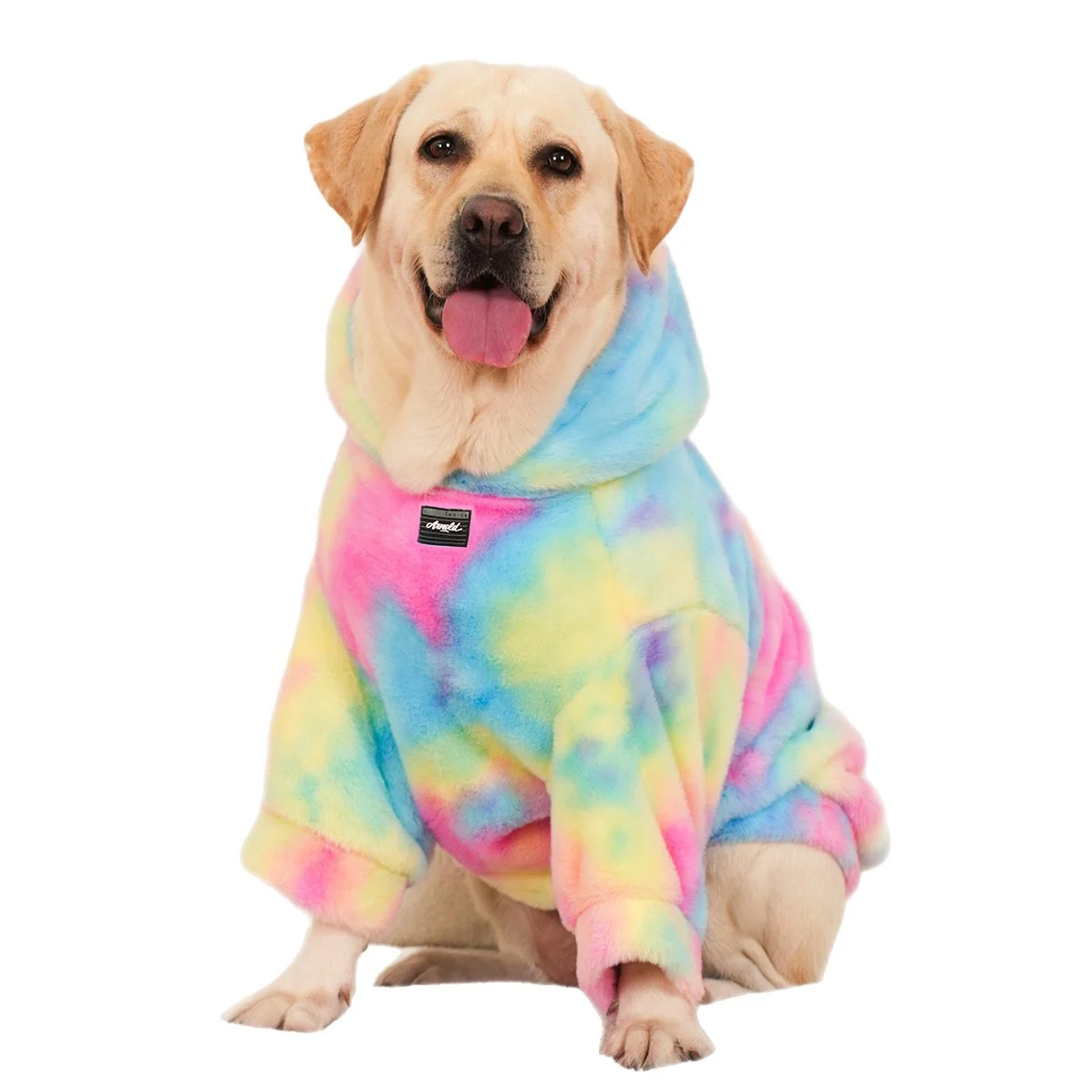 Pet Hoodie Tie Dye Rabbit Fur Rainbow-colored Dog — image 2