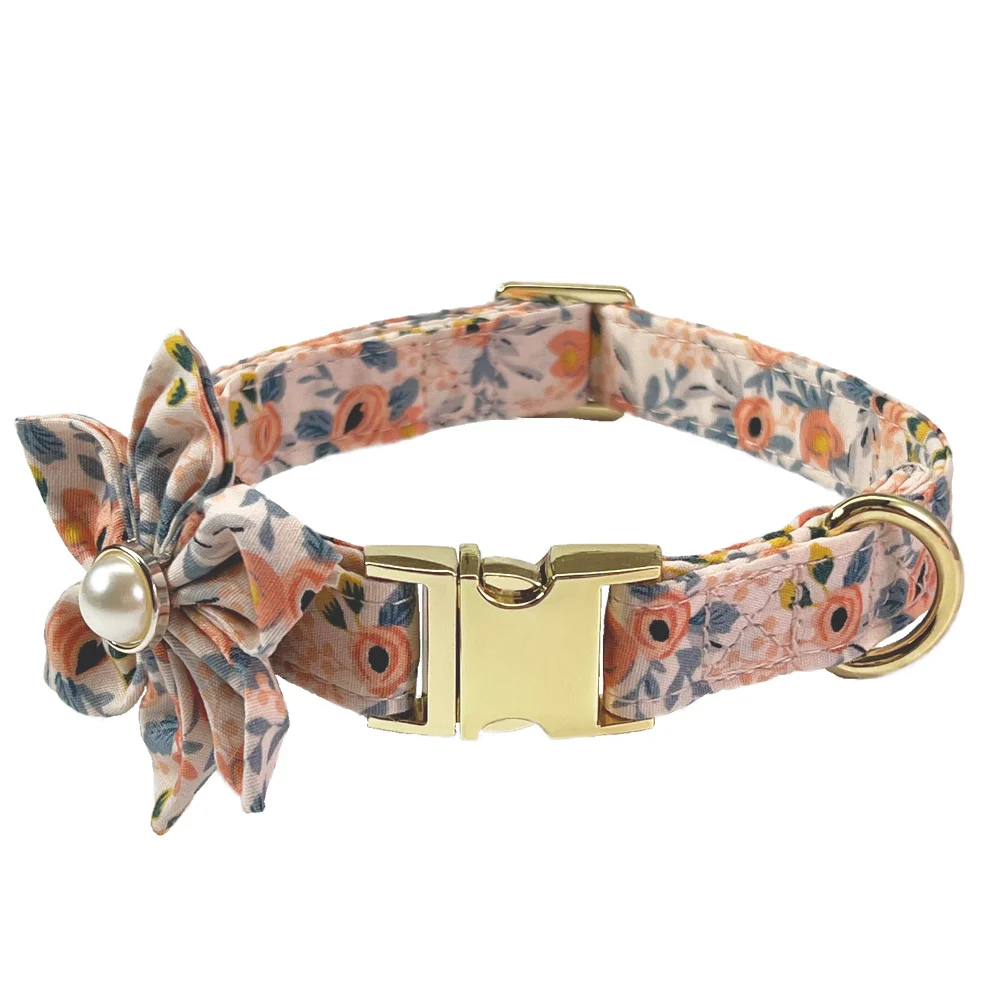 Pet Lettering Collar Metal Floral Hand Holding Rope Medium Large Dog Leash — image 6