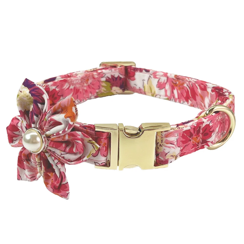 Pet Lettering Collar Metal Floral Hand Holding Rope Medium Large Dog Leash — variant image