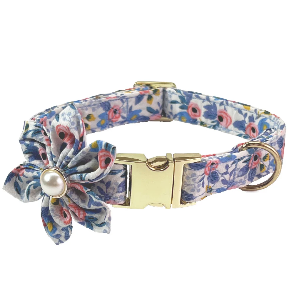 Pet Lettering Collar Metal Floral Hand Holding Rope Medium Large Dog Leash — image 4