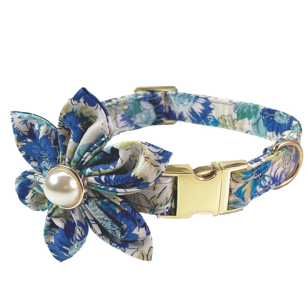 Pet Lettering Collar Metal Floral Hand Holding Rope Medium Large Dog Leash — variant image