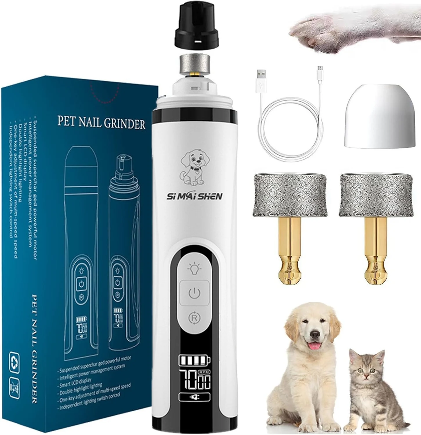 Pet Nail Grinder Highpower LED Dualightwith Bloodline Detection Electric And Rechargeable — image 4