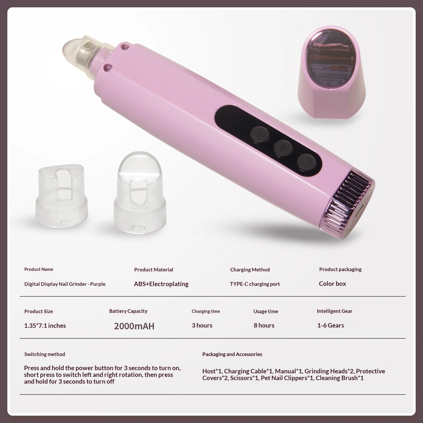 Pet Nail Grinder Rechargeable With Six-speed Adjustment — image 6