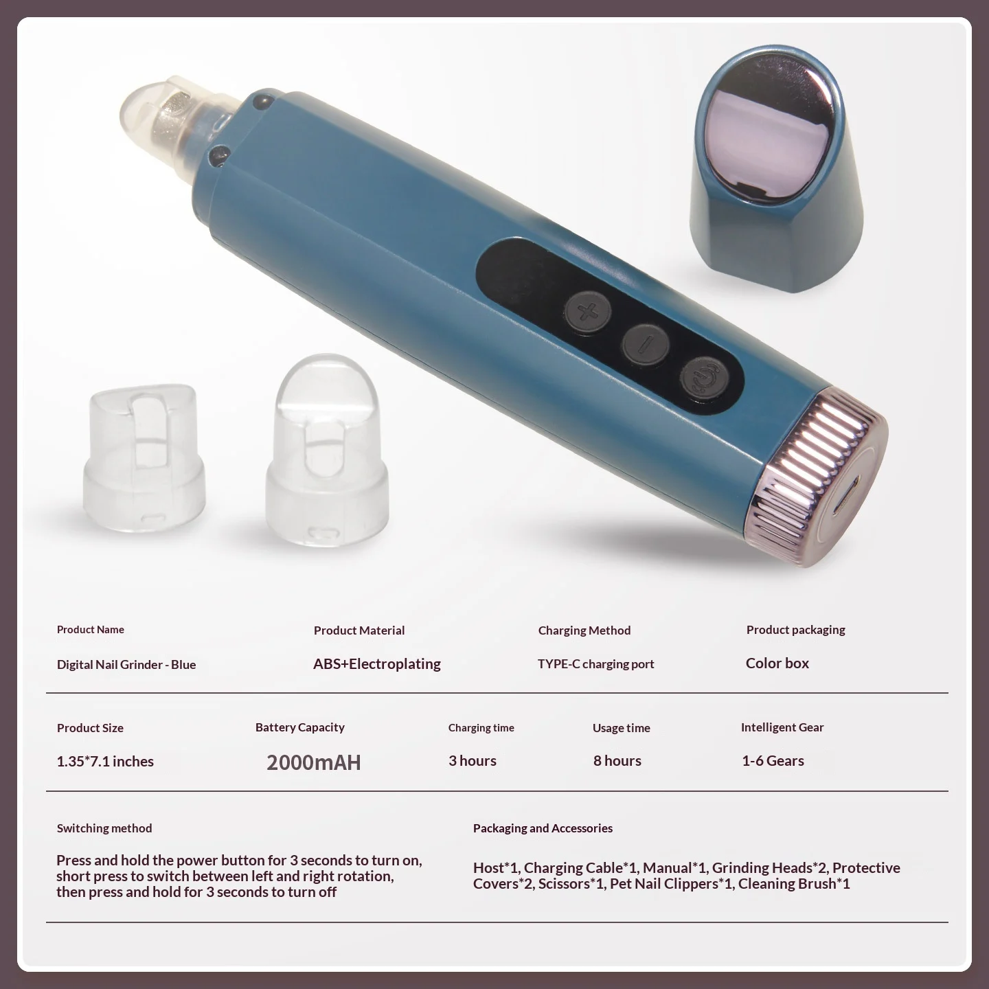 Pet Nail Grinder Rechargeable With Six-speed Adjustment — image 3