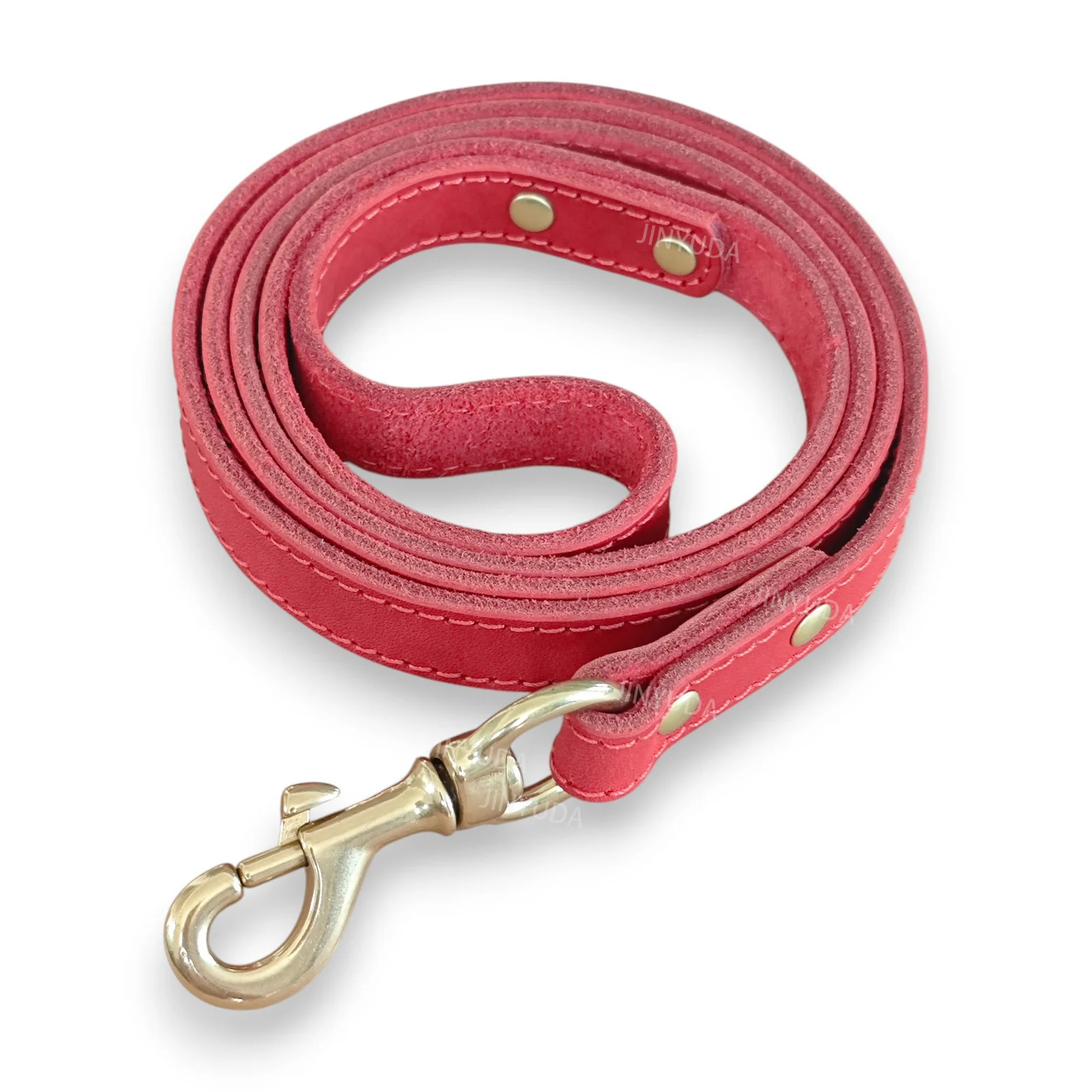 Pet Rope Dog Leash Genuine Full-grain Leather Brass — image 1